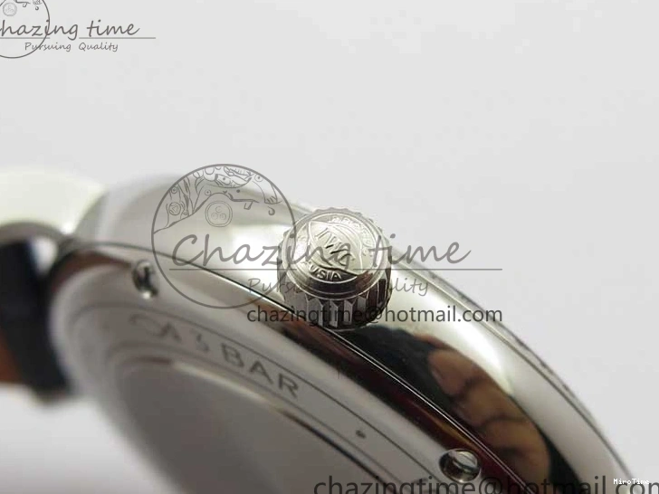 MIROTIME 1224 Portofino 37mm SS V7F 1:1 Best Edition Blue Dial Diamonds Bezel on Blue Leather Strap A Chic 7093